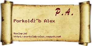 Porkoláb Alex névjegykártya