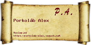 Porkoláb Alex névjegykártya